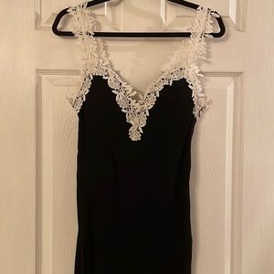 Little black dress with white embroidery